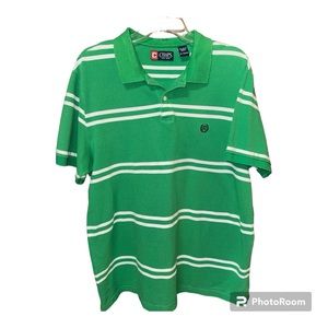 Chaps Green with White Stripes Cotton Polo Size XL‎